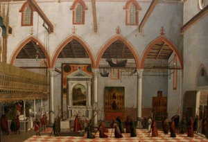 Visioen van prior Ottobon met de verschijning van de kruisen van de M. Ararat in de kerk van S. Antonio di Castello door Vittore Carpaccio